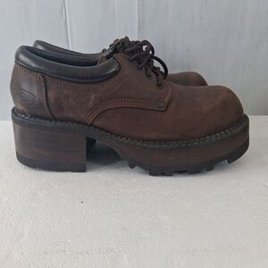 Sketcherd Brown Leather Women's Oxford Platform Shoes
